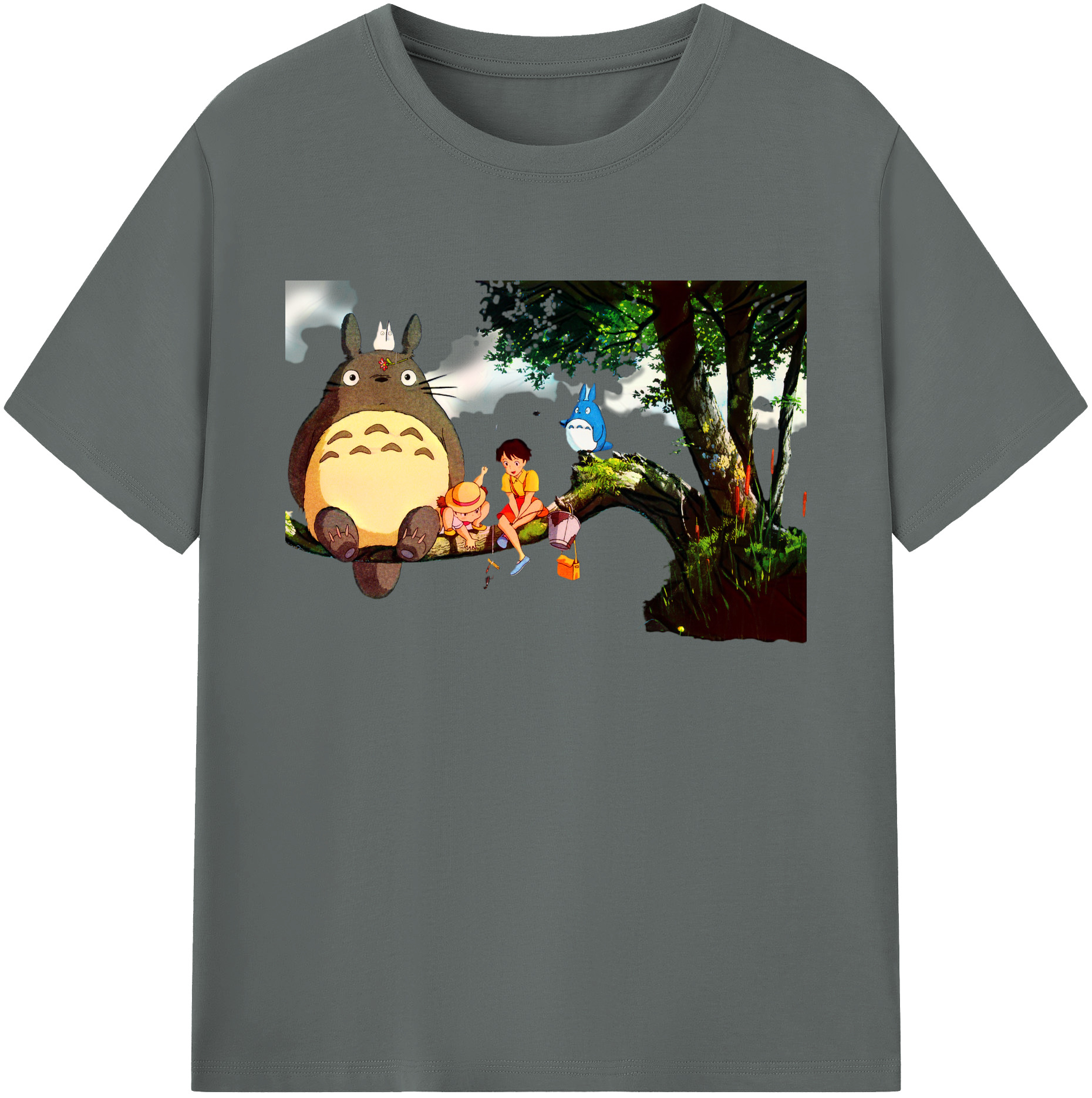 （画像用） となりのトトロ 草壁メイ 草壁サツキ My Neighbor Totoro Satsuki Kusakabe Mei Kusakabe 綿100％ メンズ半袖Tシャツ｜肌触りやわらか＆通気性